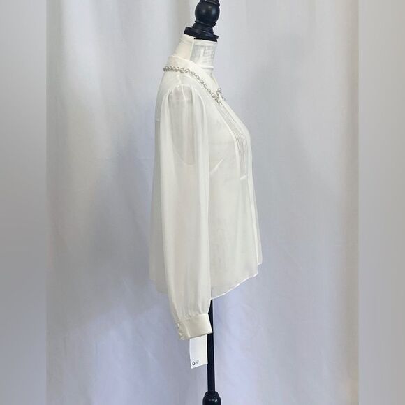 Self-Portrait Chiffon Rhinestone Detail Top size 10 - Picture 9 of 14